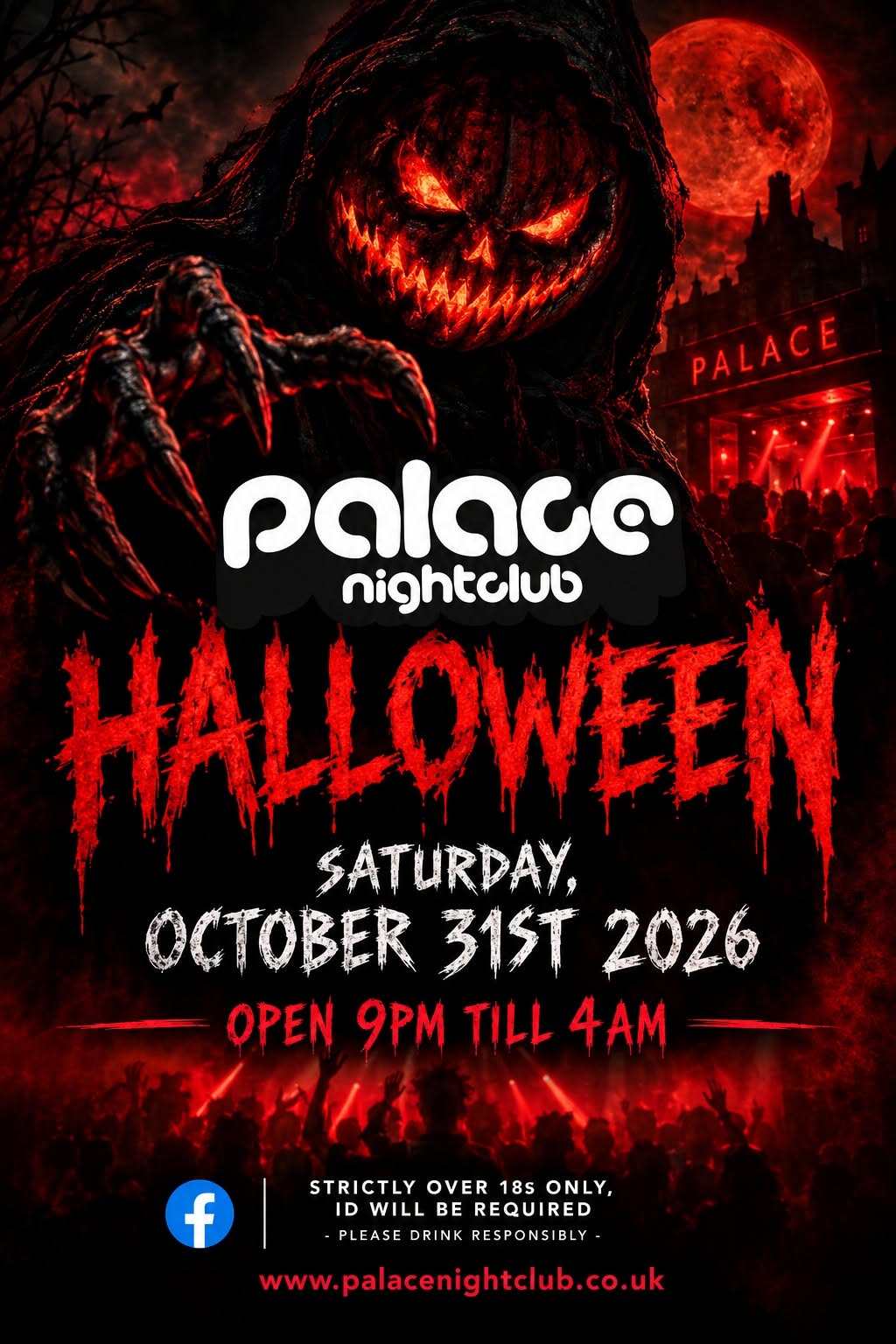 Halloween at The Palace Nightclub Bridgwater, Saturday 31st October 2026