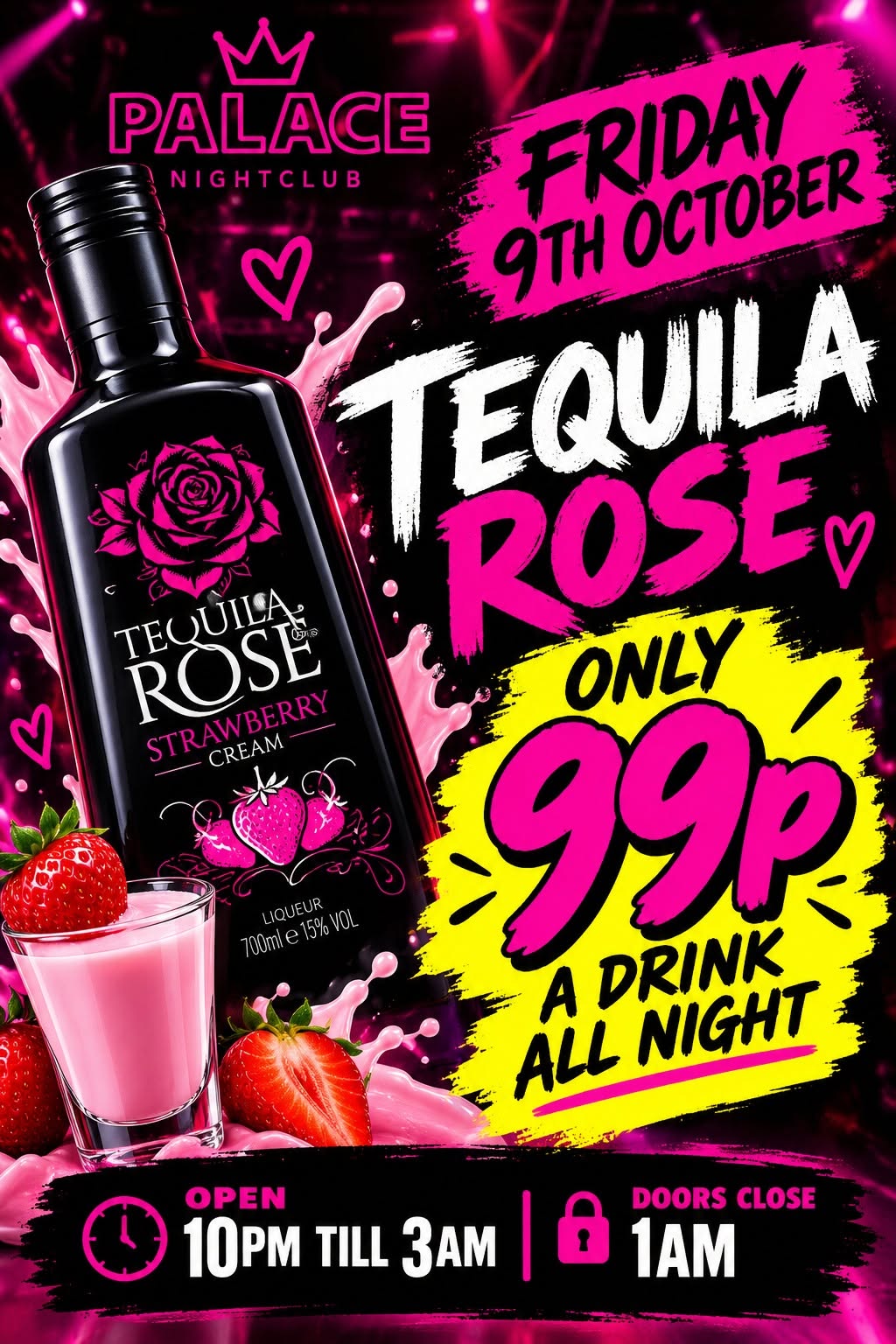 Tequila Rose at The Palace Nightclub Bridgwater, Friday 9th October 2026